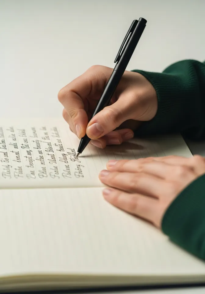 Pessoa toma notas sobre processo criativo